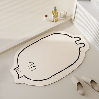 Cartoon cat bathroom absorbent floor mat diatom mud non-slip mat toilet door quick-drying foot mat entry door mat