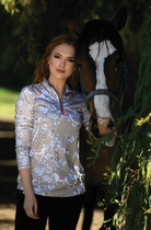 Post Equestrian) R NNER pony long sleeve pullover Aspen Zip ) Clementine Taupe