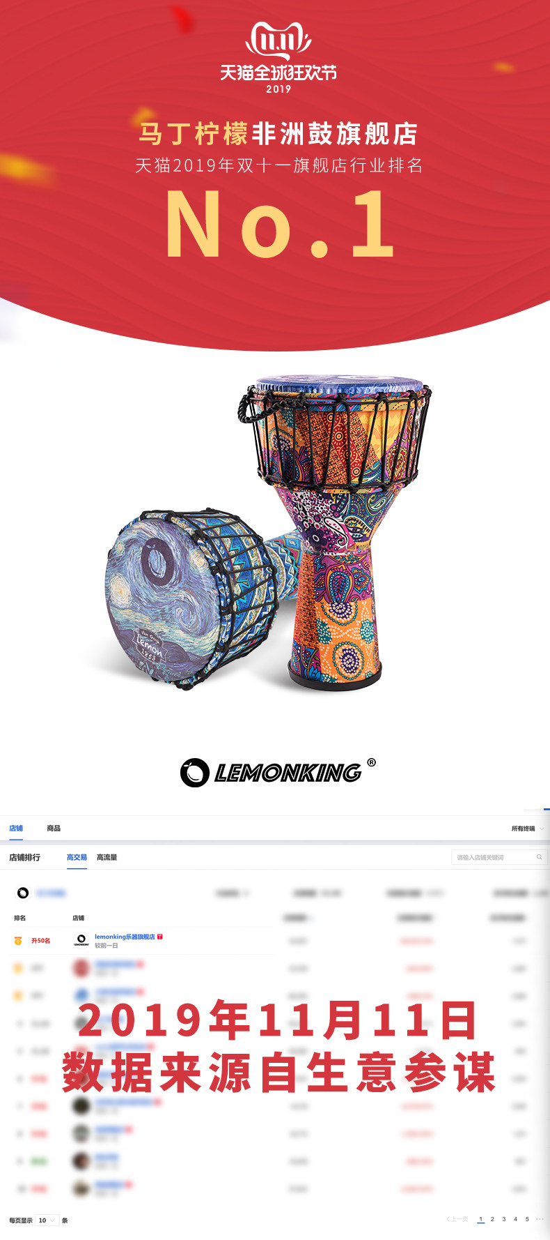 lemonking 儿童非洲手鼓 入门初学者 8.5英寸 图1