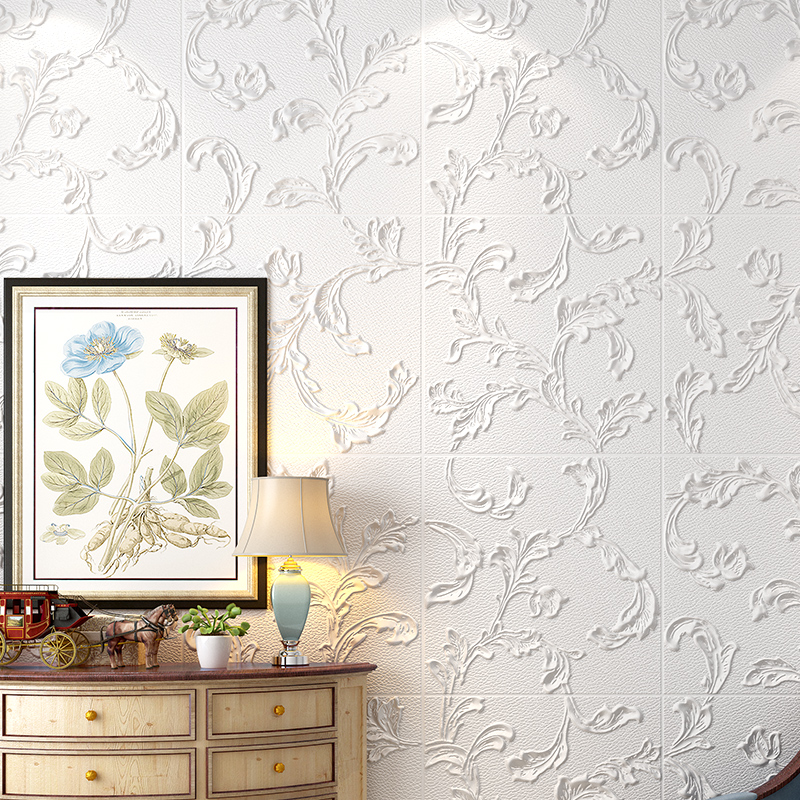 Net red wallpaper self-adhesive bedroom warm 3D three-dimensional wall sticker American home sofa TV background wall wallpaper