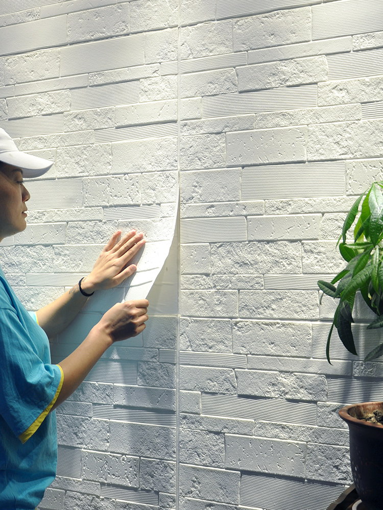 Brick pattern 3D three-dimensional wall stickers Clothing store wallpaper Self-adhesive bedroom living room warm household blank room waterproof wallpaper