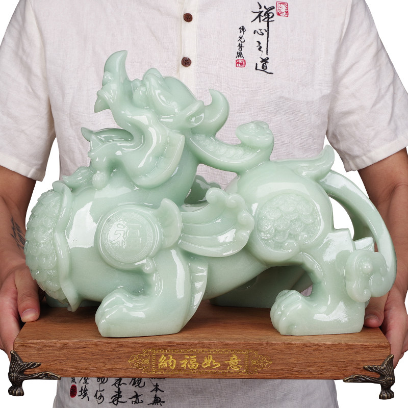 Zhao Cai Jade Cat Ornament Large Ju Cai PiChu A pair of NaFu home decoration shop housewarming opening gifts