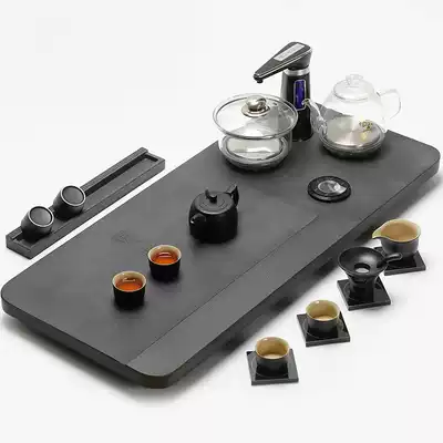 Natural whole black gold stone tea tray Tea set set Office household automatic four-in-one induction cooker tea table