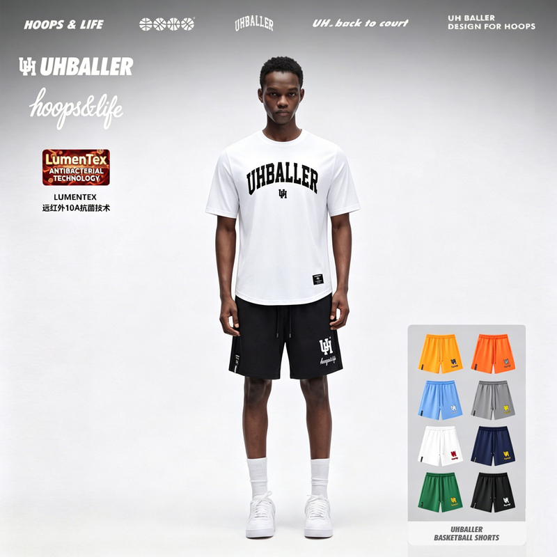 Uhballer American-Style Four-Quarter Basketball Shorts with Antibacterial Technology, Loose-Fitting, Quick-Drying, Breathable Basketball Pants for Sports Training Uhballer American-Style Four-Quarter Basketball Shorts with Antibacterial Technology, Loose-Fitting, Quick-Drying, Breathable Basketball Pants for Sports Training