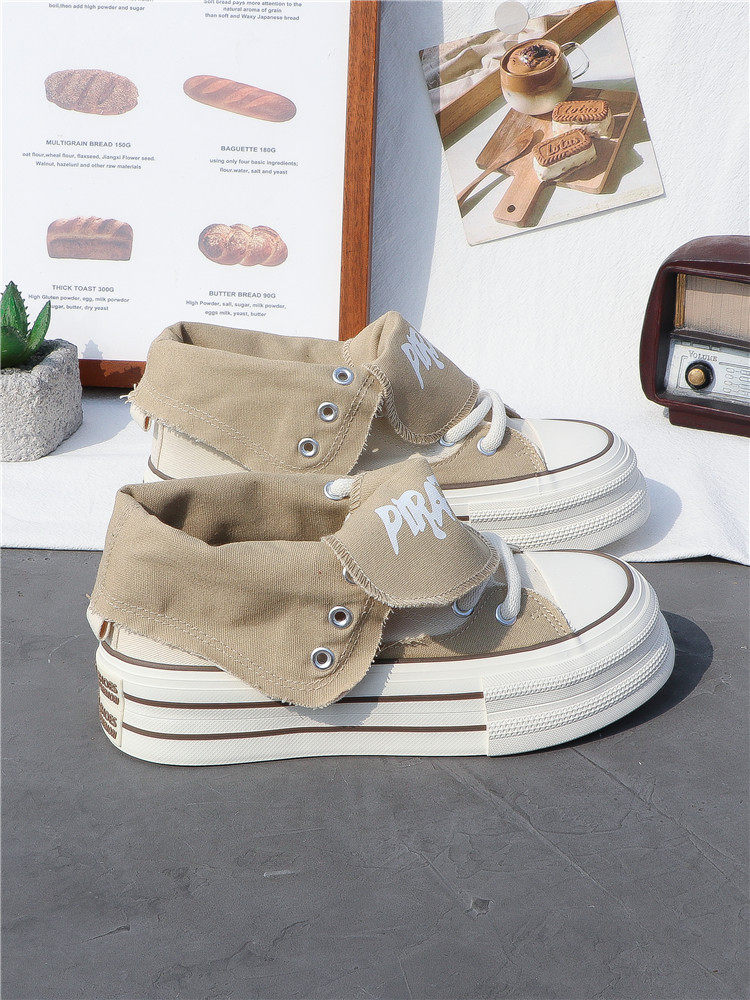 Thick-Soled Canvas Shoes for Women, High-Top, 2025 Spring/Summer, Versatile, Korean Style, New Trendy Student Casual Sports Sneakers ins