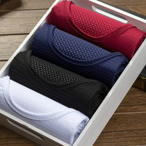 Ice silk short sleeve T-shirt mens summer mesh hollow hollow breathable quick-drying sports top size loose half sleeve shirt