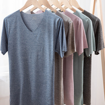 Ice silk short sleeve T-shirt mens summer 2020 new seamless quick dry Korean slim base half sleeve shirt shirt