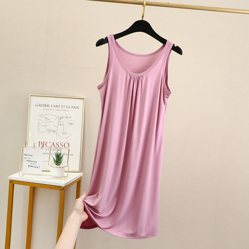 Loose Dress for Women, Summer Thin Modal Plus-Size Nightdress, Round Neck Base Dress, Sleeveless A-Line Outerwear Tank Dress Loose Dress for Women, Summer Thin Modal Plus-Size Nightdress, Round Neck Base Dress, Sleeveless A-Line Outerwear Tank Dress