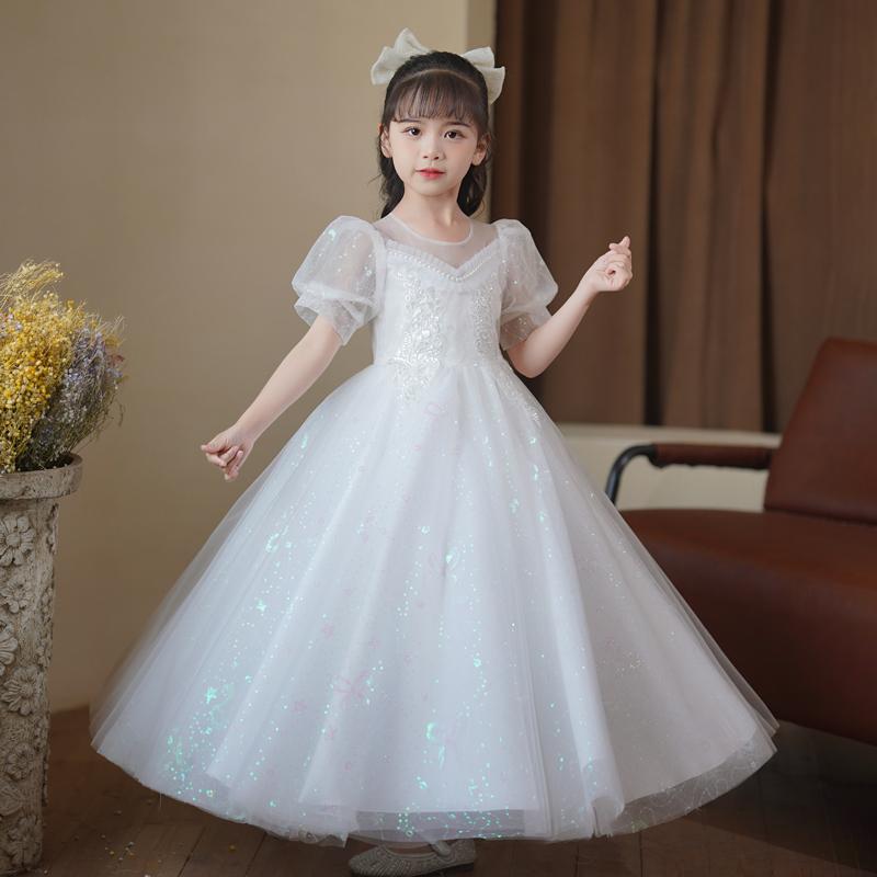 Princess Dress for Girls, White Tulle Dress, 2026 Summer New Style, White Formal Dress, Summer Dress, Children's Hostess Dress