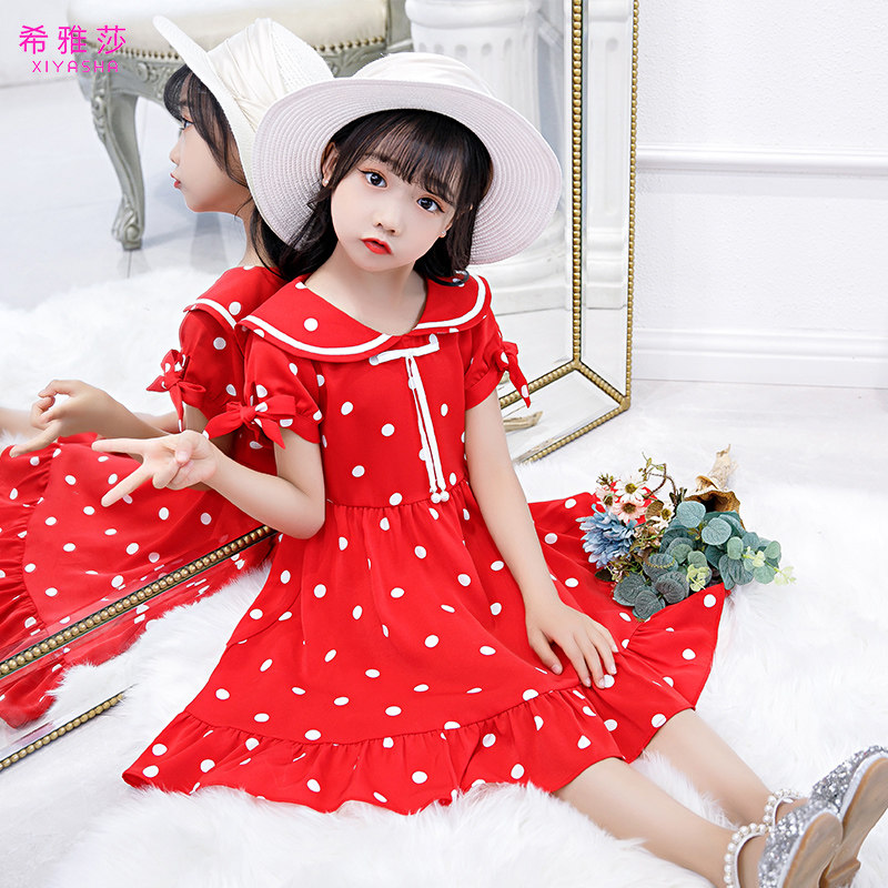 Net Red Girl dress summer 2021 new children's short sleeve chiffon princess dress big child foreign style Korean skirt