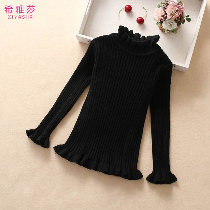 Girl sweaters autumn winter children dress new foreign air children high collar needlework jersey undershirt 2023 new trendy blouses-Taobao