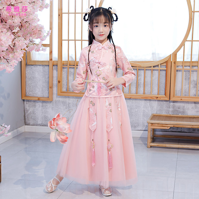 Girls' Han uniforms autumn and winter Chinese New Year's winter clothing Children's qipao Winter women's superfairy gush and velvety thickened Tang suit
