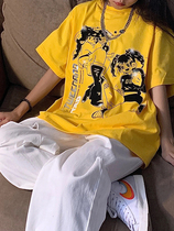 SHKKING shining combination beautiful girl warrior T-shirt female 2021 New Korean loose Joker couple short sleeve