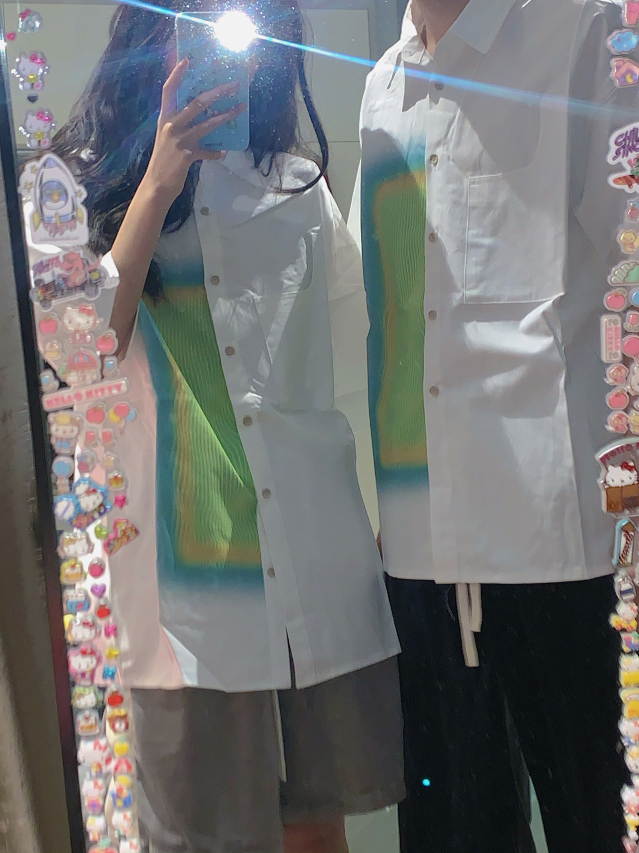 Shaking asymmetric couple shirt Women's New 2021 Korean version of loose Joker gender-free printed clothes