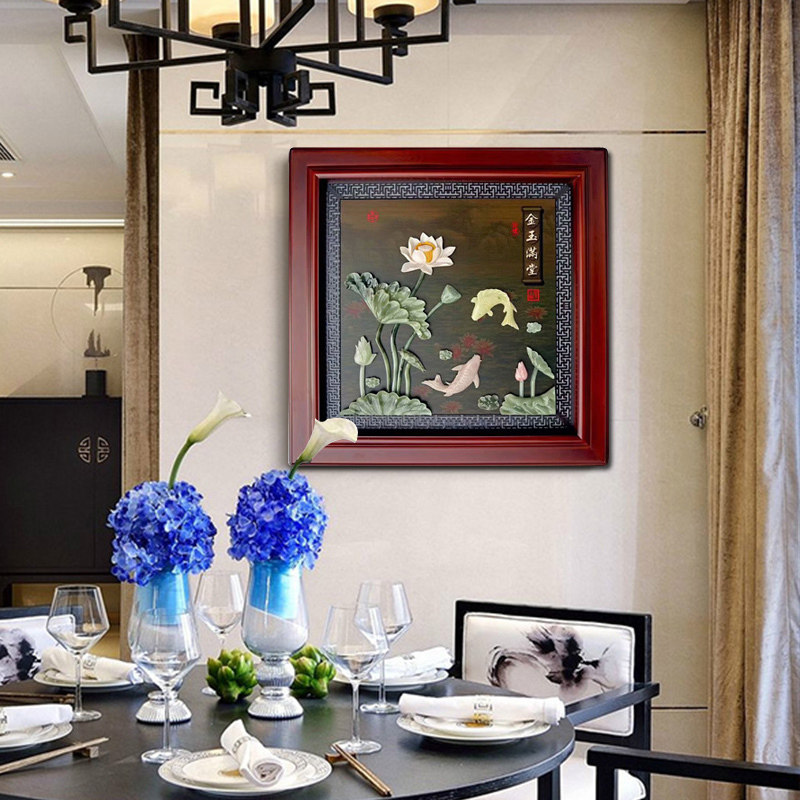 Jade Sculpture Painting New Chinese Style Decoration Painting Living Room Mural Sofa Background Mural Relief Painting Book House Living Room Hanging Painting