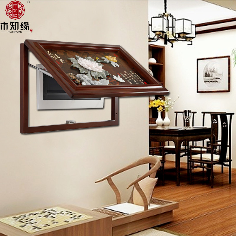 Electric meter box decoration painting distribution box with hydraulic rod shielded Chinese mural drawing room Total switch brake box jade hanging painting