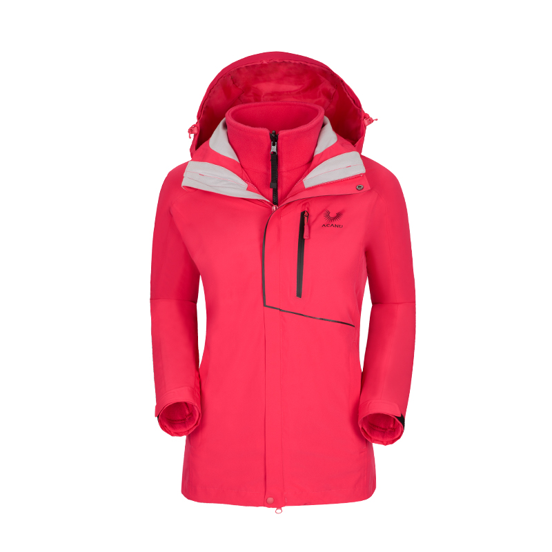 Pictured outdoor ACANU Ackeno women's style jacket with three-in-one detachable windproof and warm two-piece set