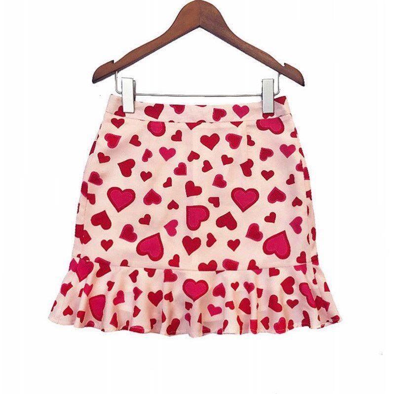 2021 Summer New Printed Lotus Leaf Lace Up Short Skirt High Purse Hip Skirt Reduced Fish Tail Skirt Tide