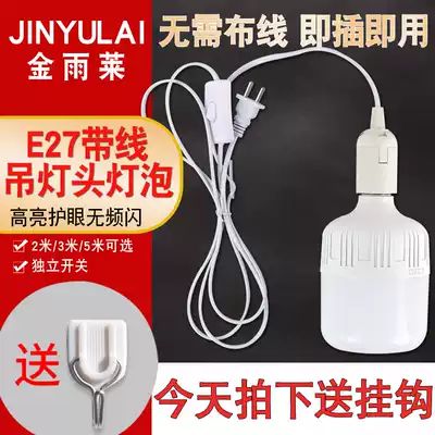 Home LED bedroom simple E27 with plug switch extension cord super bright energy saving bulb screw hanging lamp holder
