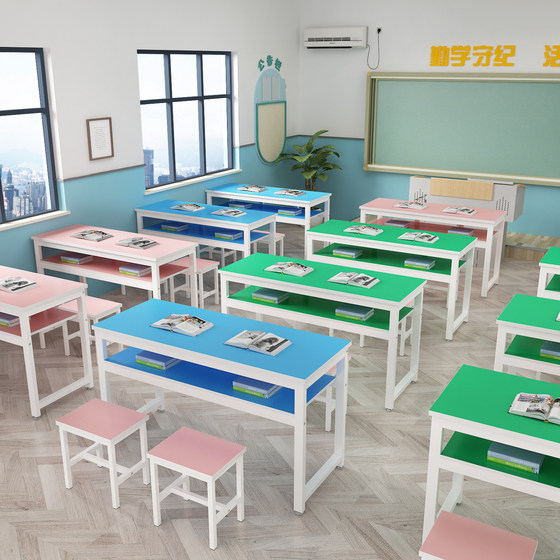 책상과 의자 학원 학생 테이블 학교 과외 훈련 테이블 초등 및 중등 과외 더블 더블 레이어 맞춤형 홈