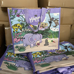 Cute Cartoon Animal Waterproof Woven Bag Large Capacity Supermarket Shopping Bag Shoulder Satchel Environmentally Friendly Bag Storage Bag