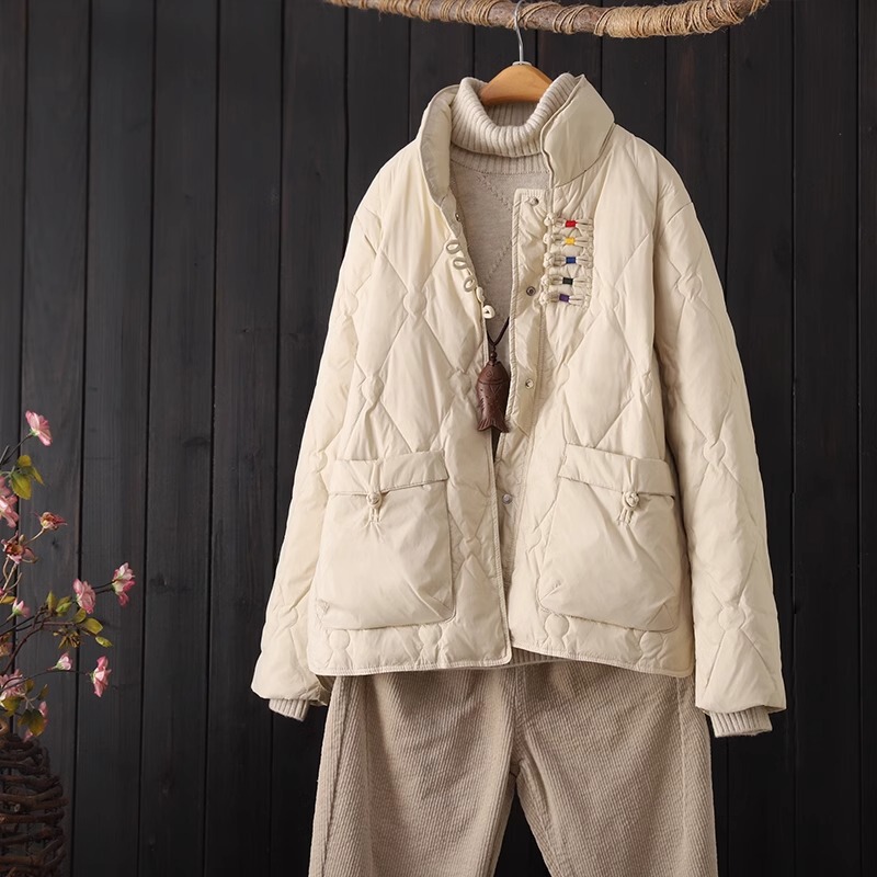 Trendy Short down Jacket for Women 2024 Autumn and Winter New Ethnic Style Retro Stand Collar Buttoned Chinese-Style Cotton Coat Trendy Short down Jacket for Women 2024 Autumn and Winter New Ethnic Style Retro Stand Collar Buttoned Chinese-Style Cotton Coat