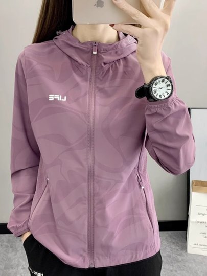 潮牌防晒服冰丝外套女2025夏季防紫外线长袖户外运动弹力连帽风衣