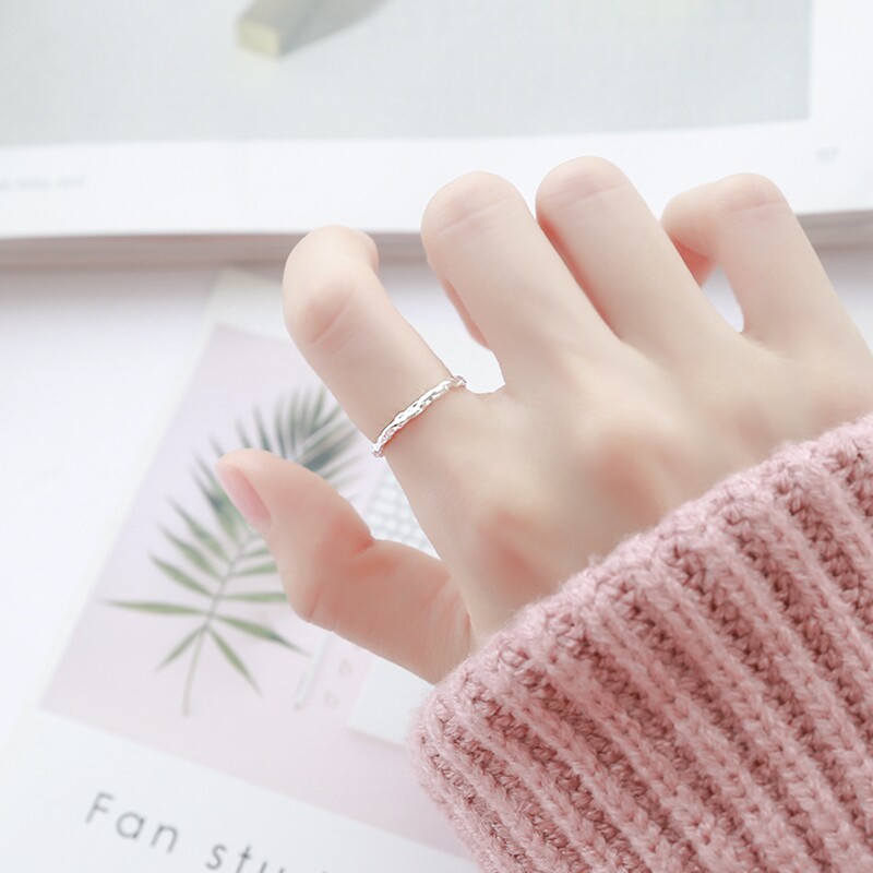 925 Silver Ring Woman Simple Fashion Personality Japanese and Korean Index Finger in Open Tide cold wind adjustable ring