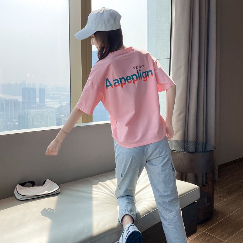 Pure Cotton Sportswear Suit Women Summer Slim 2022 New web Red casual Fashion small sub running two sets