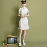 Ретро ципао, легкое платье для школьников, коллекция 2023, светлый стиль, осеннее, подходит для подростков