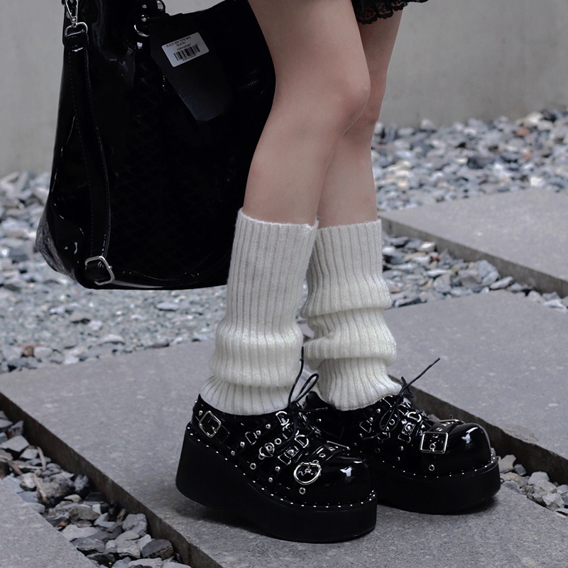 Rock Girl Gururu Original Punk Dark Style Buckle Gothic Style Thick-Soled Leather Shoes Lolita