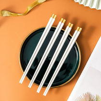 Creative home high-grade 10 pairs of family antiskid anti-mildew and high temperature lettering Emerald ceramic alloy chopsticks