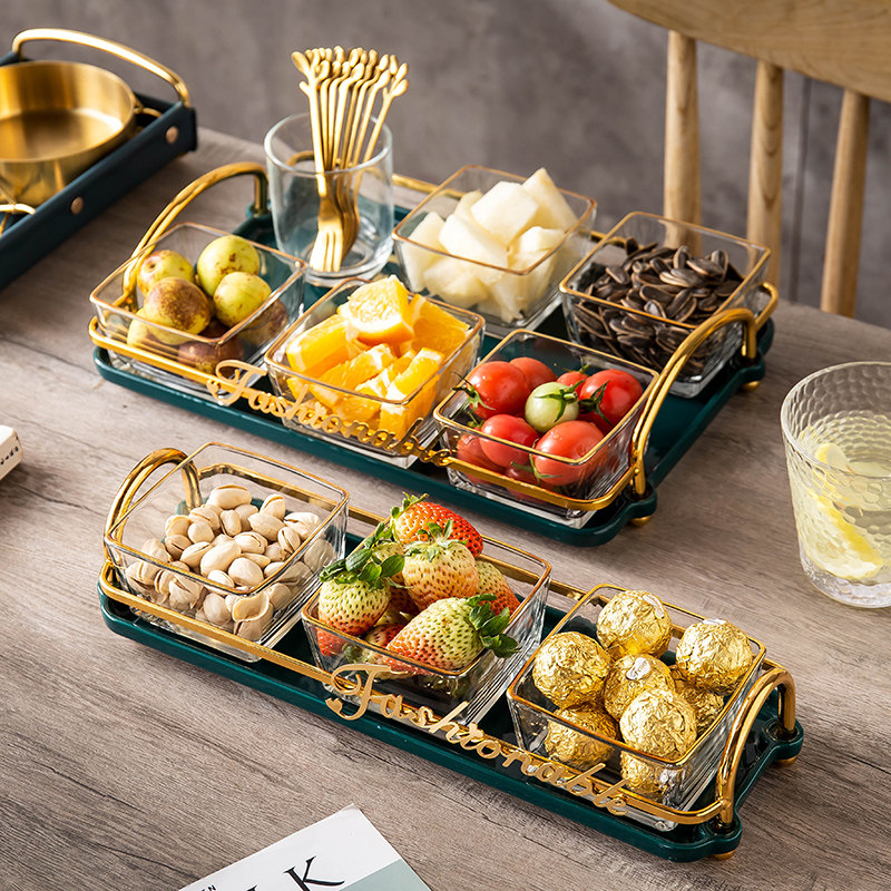 European creative light luxury household snack plate dried fruit snack plate glass snack plate fruit plate snack plate