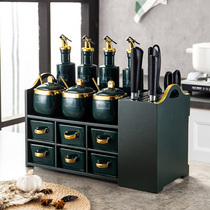 Kitchen home creative seasoning box set seasoning tank oil bottle oil pot salt jar monosodium glutamate supplies knife holder holder rack