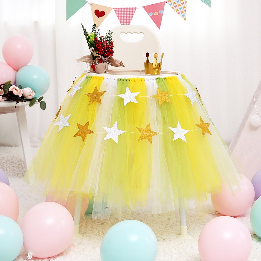 Baby's first birthday decoration scene layout children's boy gauze skirt tutu yarn dining chair skirt girl table skirt yarn