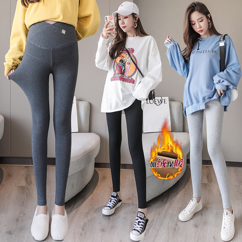 Pregnant women wear lamb suffin bottle in autumn and winter wear plus thickening heat pregnant women's trousers
