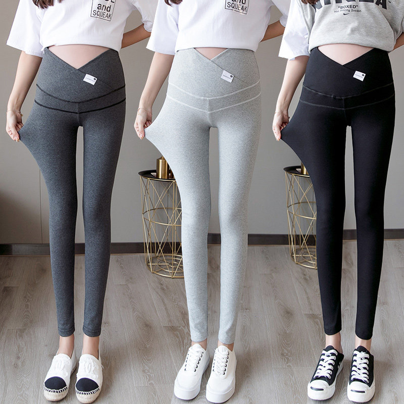 Pregnant Woman Autumn Clothing Thickened underpants Autumn winter Outer wear pure cotton Low waist Tottos Belly Abs Slim Pregnant Woman Little Foot Long Pants 