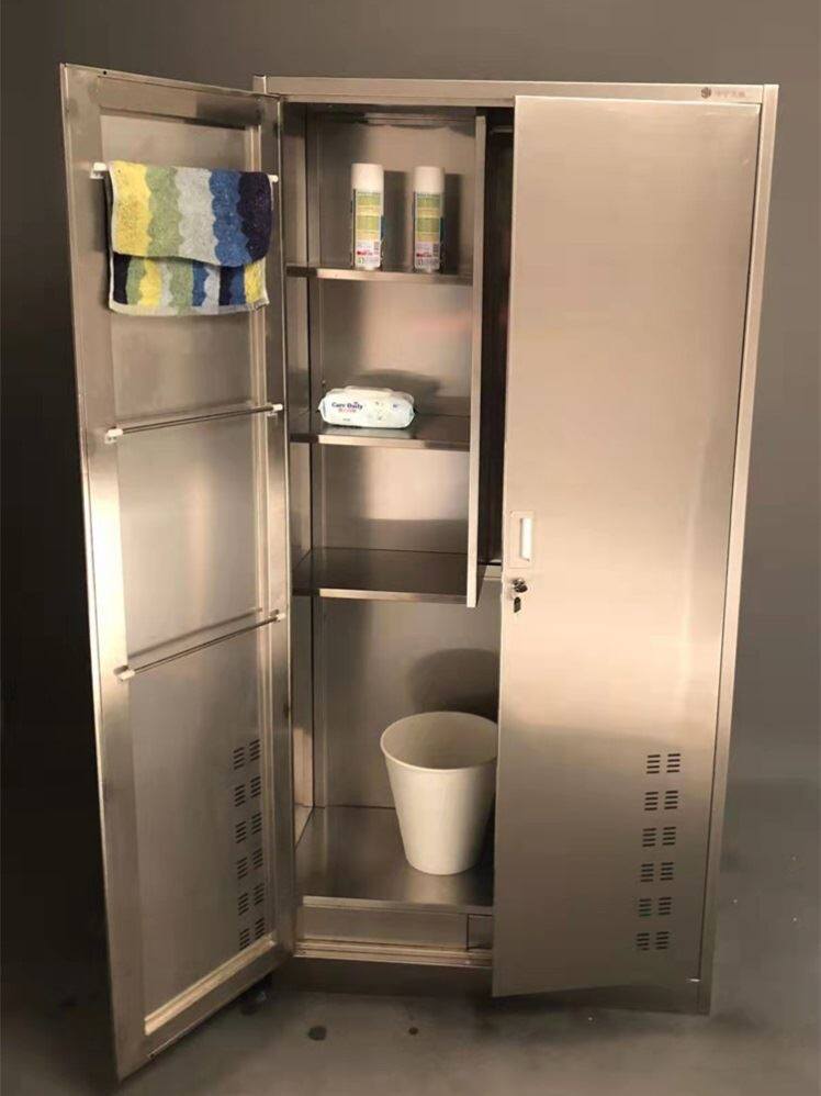 Can be customized single double door storage cabinet outdoor cabinet mop sweep debris cabinet courtyard household stainless steel cleaning cabinet