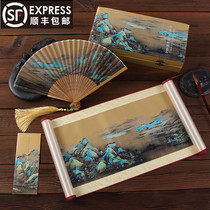 Chinese style features foreign affairs abroad gifts for foreigners hand-made souvenirs Silk picture scroll shaft decorative hanging paintings