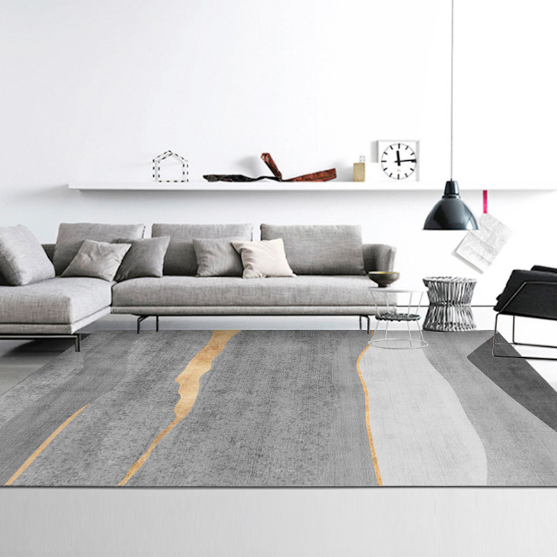 Light luxury flow gold carpet living room Thickened sofa coffee table floor mat Home bedroom large area bed blanket gray