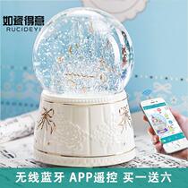 Snowflake crystal ball music box carousel music box bluetooth speaker boy girlfriend child birthday new year gift