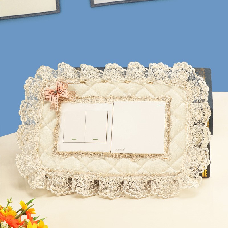 Switch Frame Cover Fabric Double Switch Sticker Socket Panel Cover Lace Beautification Protection Anti-Dirt Decorative Wall Sticker