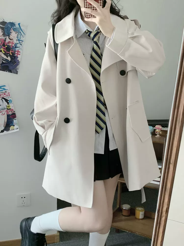 Студенческая плиссированная юбка, зимнее trench coat, цветная куртка, до середины икр, для подростков