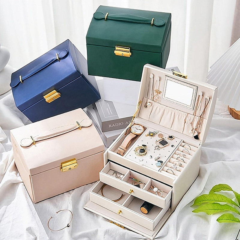 Large-capacity jewelry box exquisite earrings earrings ring bracelet necklace hand jewelry gold silver gold jewelry storage box