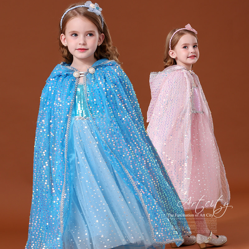 Children's cloak girl ice - snow - edge 2 cloak Princess Aisha Shawl girl's bright cloak