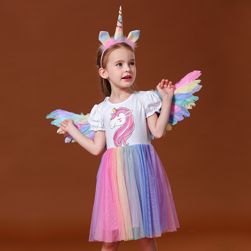 2020 trang phục siêu Tiên Cầu vồng váy New Year của cô gái mùa xuân dress New Little Girl của trẻ em.