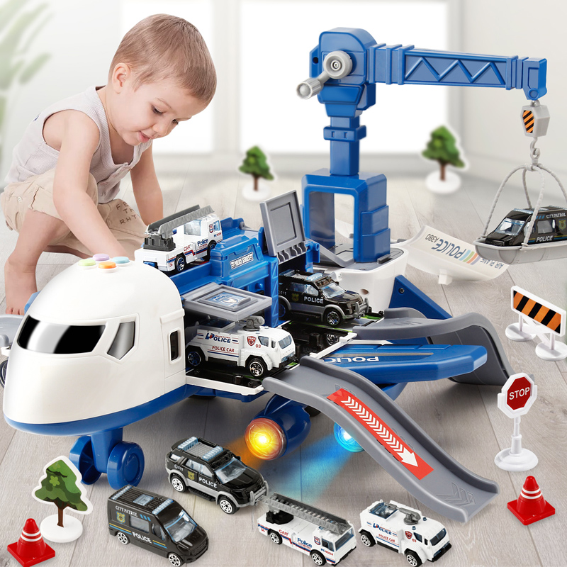 Children's deformed plane big set boy baby passenger aircraft toy fire engineering vehicle 2 car puzzle 3 years old
