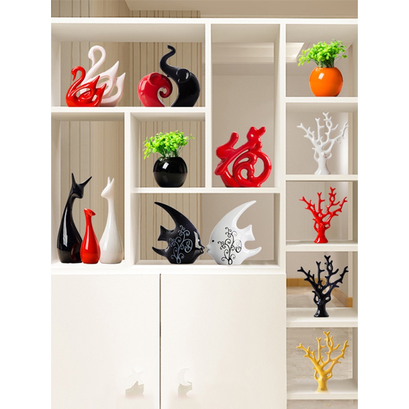 Home Decoration Pint Creativity Small Modern TV Red Wine Cabinet Xuanguan Living Room Ceramic Minimalist Craft Gift Pendulum Decorated Swan