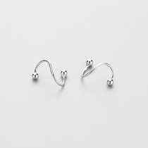 Double head thread 925 pure silver ear ring sleeping without taking the screw to screw the ear nail female small crowd lukewarm wind student ear ring