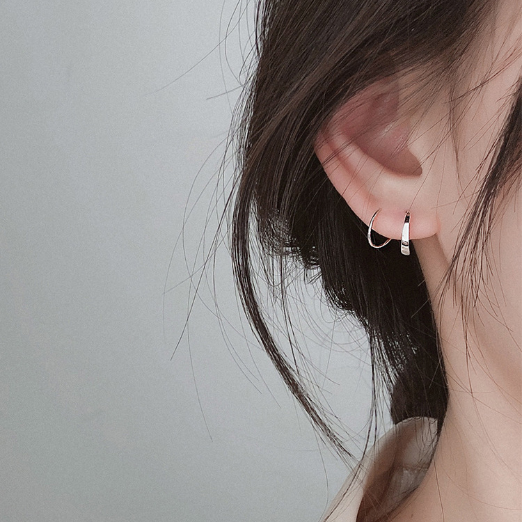 Minimalist geometric rotating earrings S925 sterling silver earrings Simple design all-match earrings Silver earrings earrings